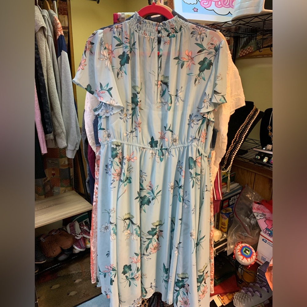 Torrid blue mini floral chiffon dress Sz 1x-14-16. NWT! - Picture 6 of 14